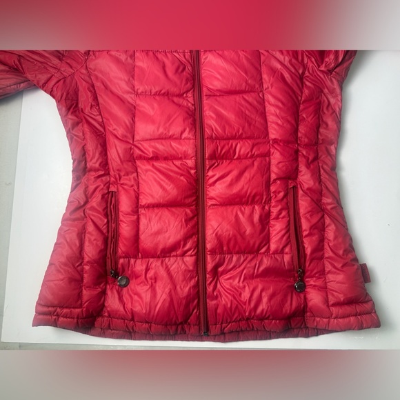 Calvin Klein Down Puffer Jacket Womens Size S Red Full Zip Packable LTWT FLAW - Picture 15 of 16